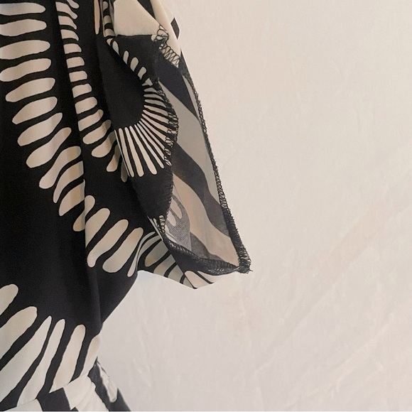 Fashion Bug Black and White Midi Dress with Flutter Sleeves - Picture 3 of 6